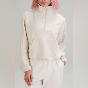 NWOT Lululemon Brushed Softstreme Ribbed Half Zip White Opal